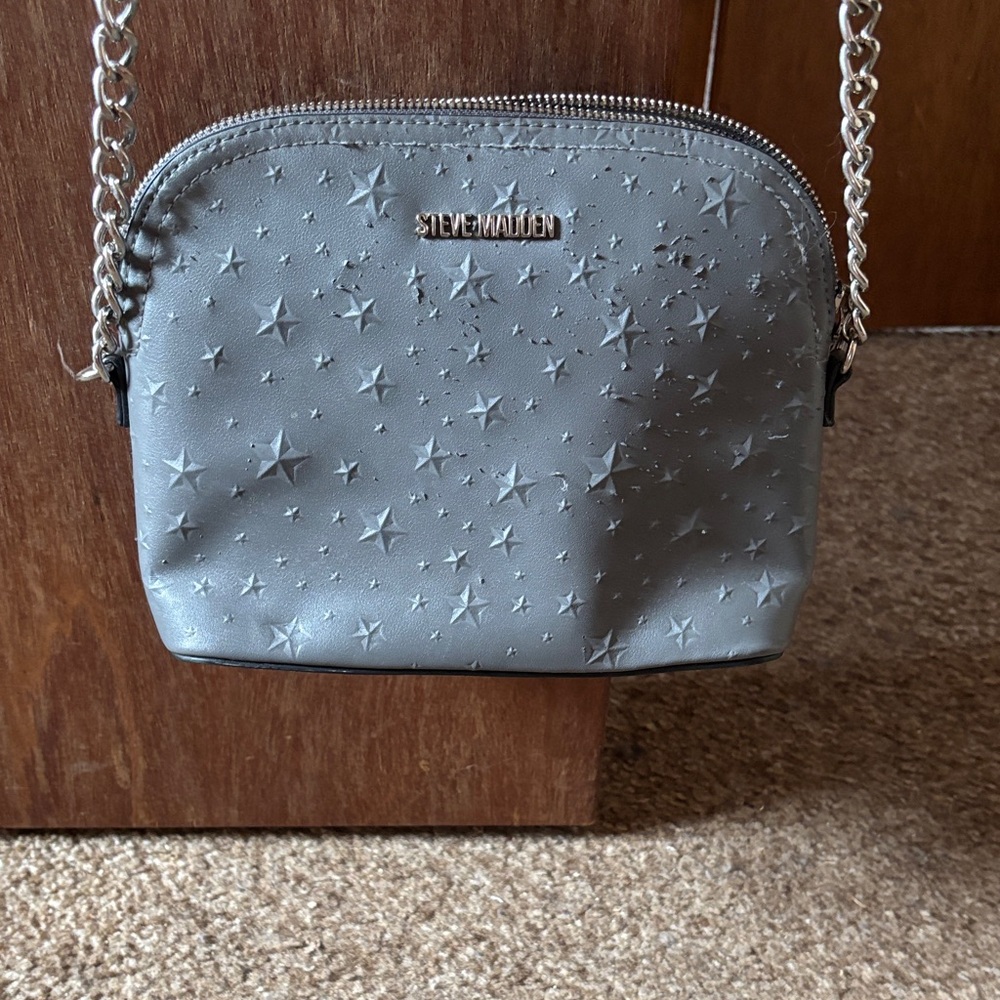 Steve Madden Silver Star-Embossed Crossbody Bag